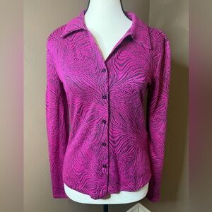 Zara pink zebra-patterned long-sleeve knit shirt